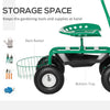 Garden Scooter, Rolling Cart with Swivel and Adjustable Seat, Tool Tray, Bucket Basket, Green and Black