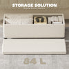 44 Inches Ottoman with Storage, Lid, Legs, Corduroy End of Bed Bench for Living Room, Bedroom, Entryway, Beige