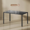 Rectangular Kitchen Table for 4 People, Dining Table with Tabletop Tempered Glass for Dining Room, Living Room, Black