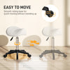 Saddle Stool, Adjustable Rolling Stool, White
