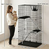 3-Tier Cat Cage Indoor, Detachable Metal Wire Kennel withwith Hammock, Platform, Tray and Cushion for 1-2 Kittens