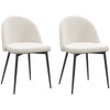 Set of 2 Mid-Back Dining Chair, Mid-Back Velvet-touch Upholstery Kitchen Chair for Living Room Dining Room, Cream White