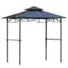 8' x 5' Hardtop Grill Gazebo, Aluminium BBQ Canopy Gazebo, Outdoor Canopy with Side Shelves & Double Roof
