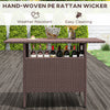 Bar Height Outdoor Rattan Table, Patio Wicker Bar Table with 2 Storage Shelves, 55.1