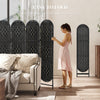 Bohemian Privacy Screen, Folding Room Divider with 6 Panels and Arched Top for Bedroom Living Room Office, Black