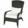 Patio Wicker Adirondack Chair, Outdoor Rattan Muskoka Chair with Cushions for Patio, Garden, Backyard, Cream