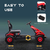 Pedal Go Kart for Kids, Pedal Car with Adjustable Bucket, Handbrake, 4 Rubber Wheels Powered Ride, Red