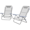 Set of 2 Camping Chairs, Beach Chairs with Adjustable Backrest and Headrest, Folding Chair for Outdoor, Light Grey