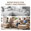 U Shape Couch with Double Chaise Lounge, Modern 4 Seater Sofa with Wooden Legs, Fabric Sofa for Living Room