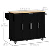 Modern Rolling Kitchen Island Cart with Drawers, Natural Wood Top, Towel Rack, Door Storage Cabinet