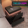 Nightstand, Bedside Table with LED Lights and 2 Drawers for Bedroom, Living Room, Black