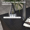Outdoor Patio Rattan Wicker Coffee Table Garden End Tea Table Bistro Side Table w/ Umbrella Hole, Dark Coffee