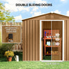 8' x 6' Outdoor Storage Shed, Metal Garden Tool Storage House with Lockable Sliding Doors and Vents for Backyard Patio Lawn, Brown