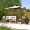 10ft Square Cantilever Patio Umbrella, 360° Rotating Overhanging Umbrella with Cross Base, Crank Handle, Khaki