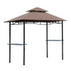 8' x 5' BBQ Grill Gazebo Tent with Double Tiered Canopy for Outdoor Sun Shade, Coffee