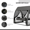 3-Seater Outdoor Swing Chair Chaise Lounger Bed Garden Hammock with Steel Stand, Canopy Netting Walls, Dark Grey