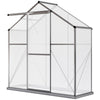 6' x 2.5' Walk-in Polycarbonate Greenhouse Aluminium Green House with Sliding Door, 5-Level Roof Vent, Rain Gutter