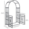 6.7 FT Steel Garden Arch with Gate Outdoor Courtyard Arbor for Climbing Vine Plants Lawn Backyard Decoration Dark Grey