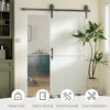 42inx84in Barn Door with 7FT Sliding Door Hardware Kit, Handle, Upgraded Rollers and Floor Guide, Waterproof