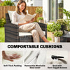 4-Piece Outdoor Wicker Patio Furniture Conversation Set, Includes Loveseat, Chairs and 2-Tier Table with Cushions, Modern Rattan Sofa Set for Backyard