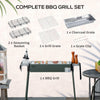 Portable BBQ Grill, Charcoal Grill with Side Seasoning Baskets, Hooks and Nets for Outdoor, Picnic, Camping, Dark Green