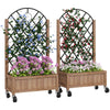 Raised Garden Bed with Metal Trellis, Elevated Planter Box with Wheels and Drainage Holes, 20.5