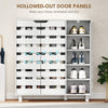 Shoe Cabinet, 20 Pair Shoe Storage Cabinet with Hollowed-Out Doors, White