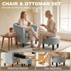 Accent Chair Modern Upholstered Living Room Chair with Ottoman and Pocket Spring Cushion Grey