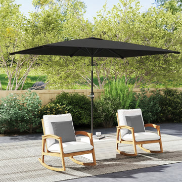 6.4 x 9.7ft Rectangle Aluminum Tilt Patio Umbrella, Garden Market Parasol, Outdoor Sunshade Canopy with Crank, Black