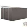 11' x 9' Steel Garden Storage Shed, Outdoor Metal Tool House with Double Sliding Doors & 2 Air Vents