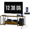 Industrial TV Stand for up to 55 Inch TV, TV Console with Charging Station and RGB LED Lights, Rustic Brown