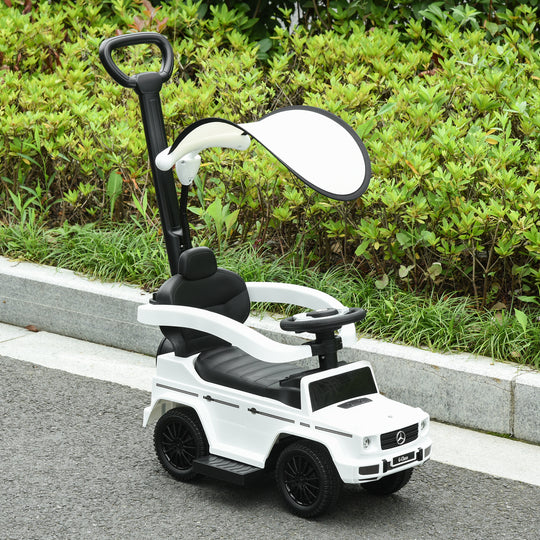 Mercedes-Benz G350 Licensed Push Car, 3-in-1 Toddler Sliding Car with Horn, Steering, Foot Rest, Seat Storage, White