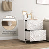 Mid-Century Bedside Table, Nightstand with 2 Drawers, Side End Table for Bedroom, White