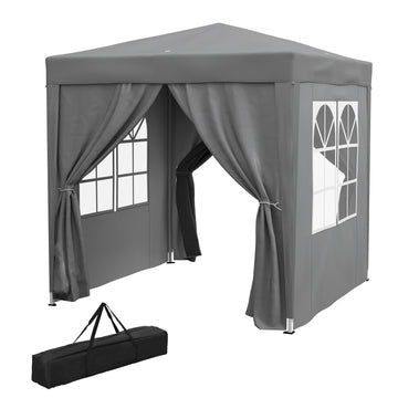 6.6'x6.6' Pop Up Canopy Tent with Sidewalls, Instant Sun Shelter Camping Gazebo with Carry Bag, Grey