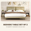 Nightstand with Drawer and Open Shelf, Modern Bedside Table Set of 2 for Bedroom Living Room, Grey