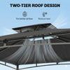 10' x 10' Gazebo, Soft Top Outdoor Gazebo with 2-Tier Roof, Metal Frame, Dark Grey