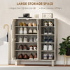 Shoe Storage with Double Doors and Open Shelves 17 Pair Shoe Storage Organizer for Entryway Hallway Light Grey