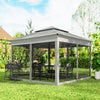 11' x 11' Pop Up Canopy 2-Tier Soft Top Shelter Event Tent w/ Netting Carry Bag for Patio Backyard Garden, Light Grey