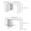 L-Shaped Corner Straight Writing Desk with Storage Shelf, Drawer, Home Office PC Table Computer Workstation, Black