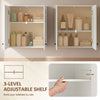 Modern Medicine Cabinet Wall Mounted, Bathroom Wall Cabinet with 2 Doors and Adjustable Shelf, White