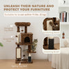41 Inch Cat Tree with Scratching Posts, Cat Bed, Condo, Jumping Platforms, Toy Balls, Leopard Print