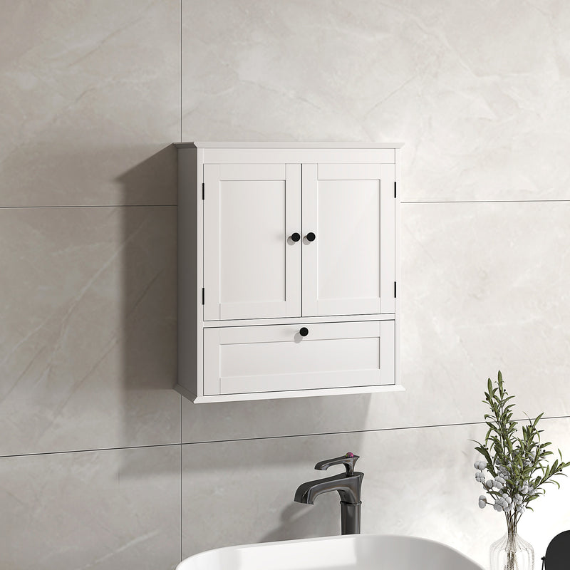 Medicine Cabinet with Adjustable Shelf, Bathroom Wall Cabinet Bathroom Cabinet with Recessed Panels, Black
