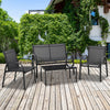 4-Piece Patio Furniture Set Garden Conversation Set with Loveseat, Single Chairs and Coffee Table for Backyard Poolside Balcony