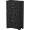 Farmhouse Kitchen Pantry, Freestanding Kitchen Pantry Storage Cabinet with Barn Doors and Adjustable Shelves, White