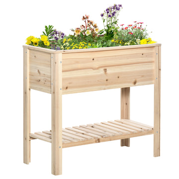 Elevated Planter Box with Storage Shelf for Flowers, Vegetables, and Herbs, 36