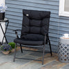 Foldable Lounge Chair, Fabric Upholstered Recliner, Outdoor Lounger with Armrest, Metal Frame for Backyard, Black