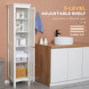 Tall Bathroom Cabinet, Freestanding Storage Organizer with Adjustable Shelves and Cupboards, 15