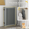 4 Panel Free Standing Wooden Pet Gate with Open Door Light Grey