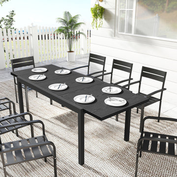 Expandable Patio Dining Table for 8-10 People, 60.6