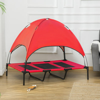 Elevated Pet Bed Dog Cot Portable Outdoor&Indoor Cot Tent Canopy Shelter Instant Red